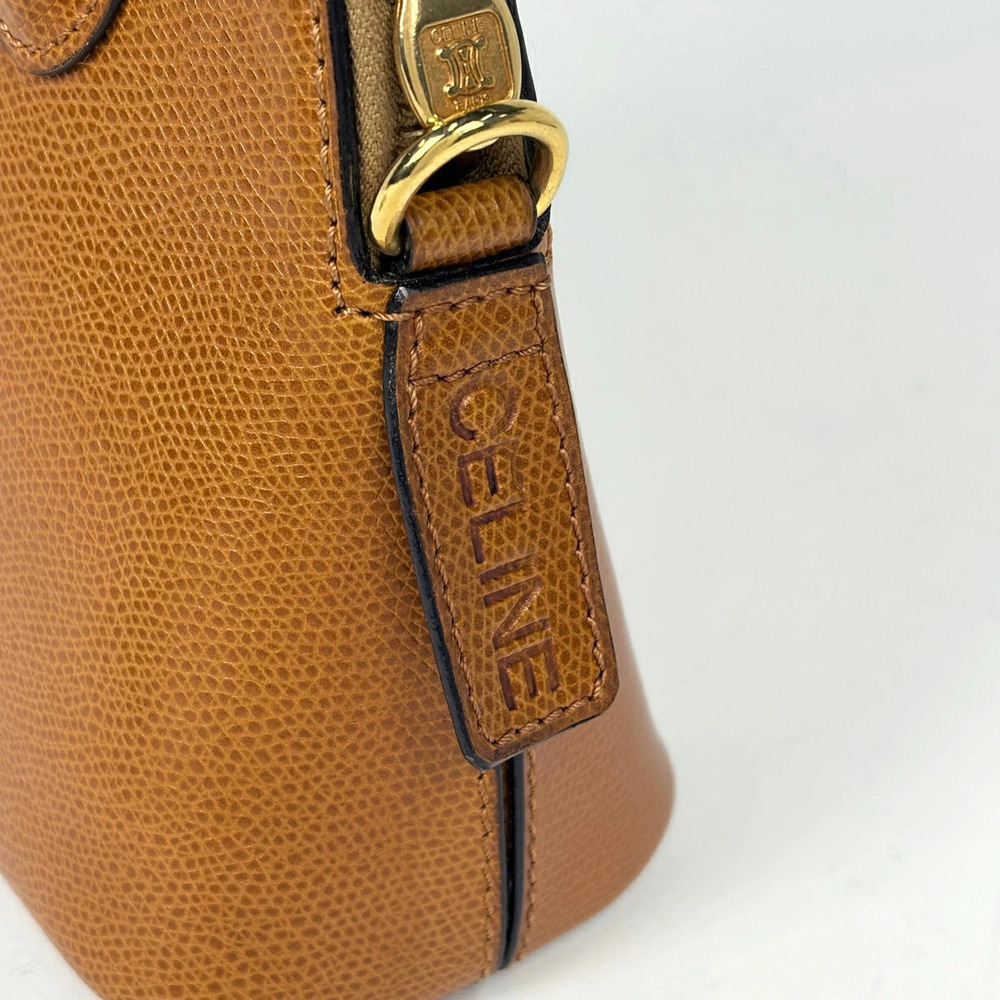 Celine logo handbag shoulder bag leather brown - Picture 4 of 7